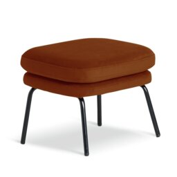 Habitat Celine Velvet Footstool - Orange - thumbnail 2