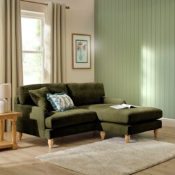 Argos Home Cynthia Fabric Corner Chaise Sofa - Moss Green