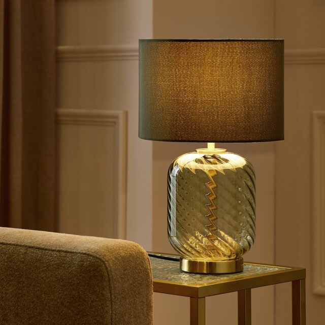 Argos Home Swirl Glass Table Lamp - Green - image 1