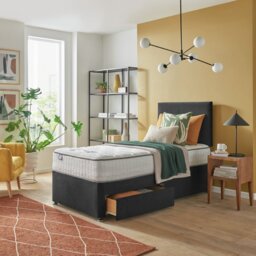 Silentnight Middleton Single Memory Divan Bed - Charcoal - thumbnail 1