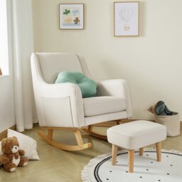 Babymore Ida Polyester Nursing Chair With Foot Stool - Ivory - thumbnail 1