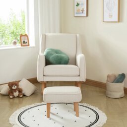 Babymore Ida Polyester Nursing Chair With Foot Stool - Ivory - thumbnail 2