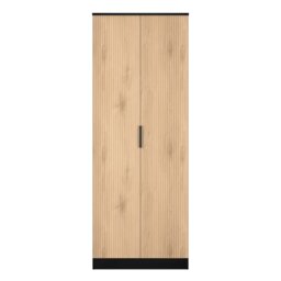 Livara Ready Assembled Tofino 2 Door Wardrobe - Black & Oak - thumbnail 2