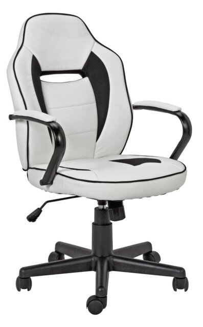 Argos Home Faux Leather Mid Back Gaming Chair -White & Black - image 1