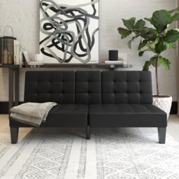 Dorel Adalynn Faux Leather Clic Clac Sofa Bed - Black