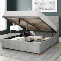 Aspire Kelly Linen Superking Ottoman Bedframe - Silver - thumbnail 2