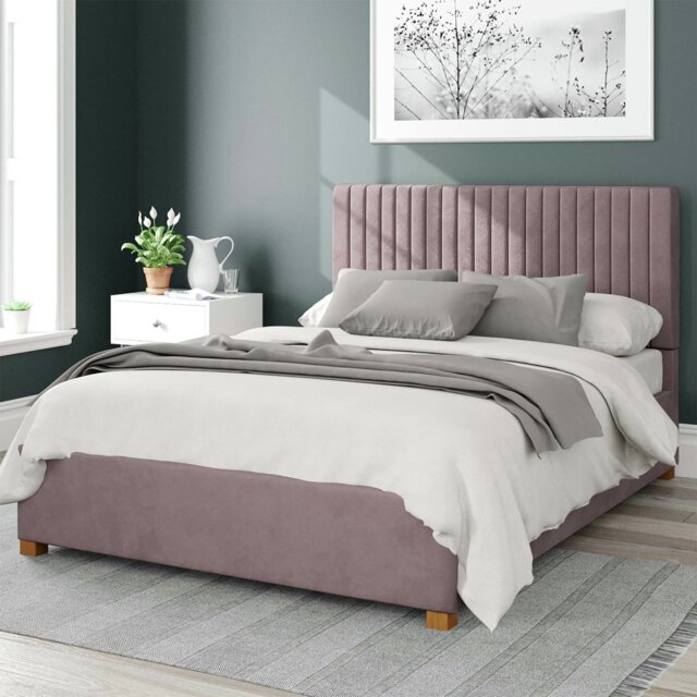 Aspire Grant Velvet Double Ottoman Bedframe - Blush - image 1