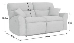 Argos Home Harry Cord 3 Seater Recliner Sofa - Light Grey - thumbnail 2