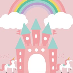 rucomfy Kids Unicorn Castle Bean Bag - Pink - thumbnail 2