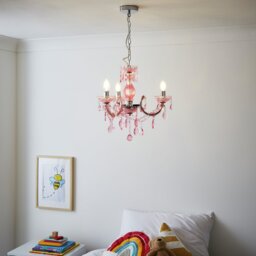 Glow Marie Therese Kids 3 Light Chandelier - Pink - thumbnail 1