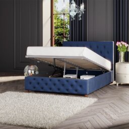 LLB Luna Velvet Kingsize Ottoman Bedframe - Navy - thumbnail 2
