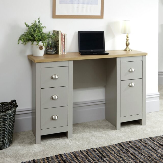 GFW Lancaster 4 Drawer Desk - Grey - image 1
