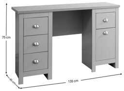 GFW Lancaster 4 Drawer Desk - Grey - thumbnail 2