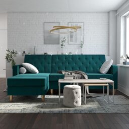 Dorel Liberty Velvet Sofa Bed - Green - thumbnail 2
