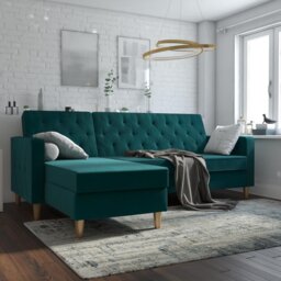 Dorel Liberty Velvet Sofa Bed - Green - thumbnail 1