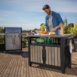 Keter Unity XL Outdoor Kitchen Resin Table - Wood Effect - thumbnail 2