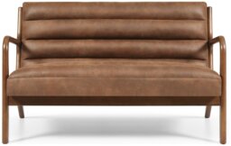 Kyoto Leah Faux Leather 2 Seater Sofa - Brown - thumbnail 1