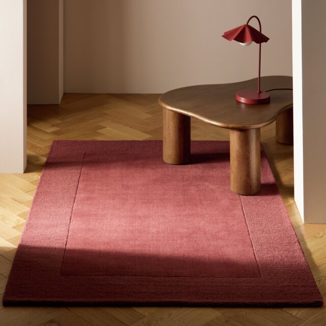 Habitat Simple Border Burgundy Wool Cut Pile Rug - 120x170cm - image 1