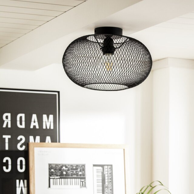 Habitat Tumba Mesh Flush to Ceiling Light - Black - image 1