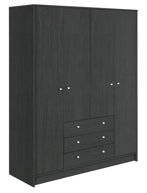 Argos Home Malibu 4 Door 3 Drawer Wardrobe - Black Oak Eff - image 1