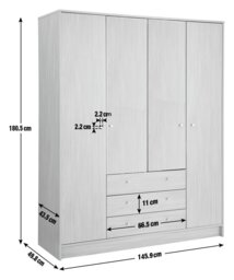 Argos Home Malibu 4 Door 3 Drawer Wardrobe - Black Oak Eff - thumbnail 2