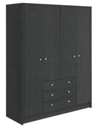 Argos Home Malibu 4 Door 3 Drawer Wardrobe - Black Oak Eff - thumbnail 1