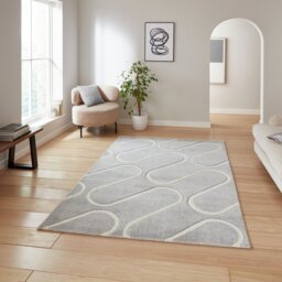 Catherine Lansfield Curve Grey Short Pile Rug - 80x150cm