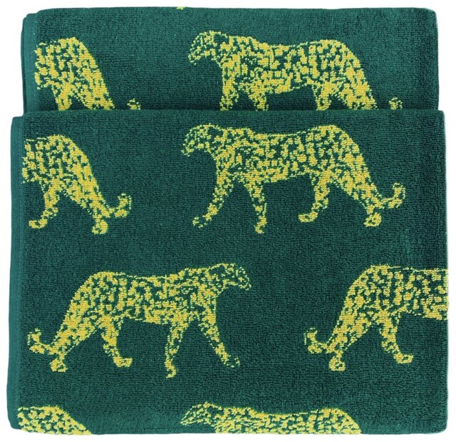 furn Turkish Cotton Leopard Patterned Hand Towel -Teal Green - image 1