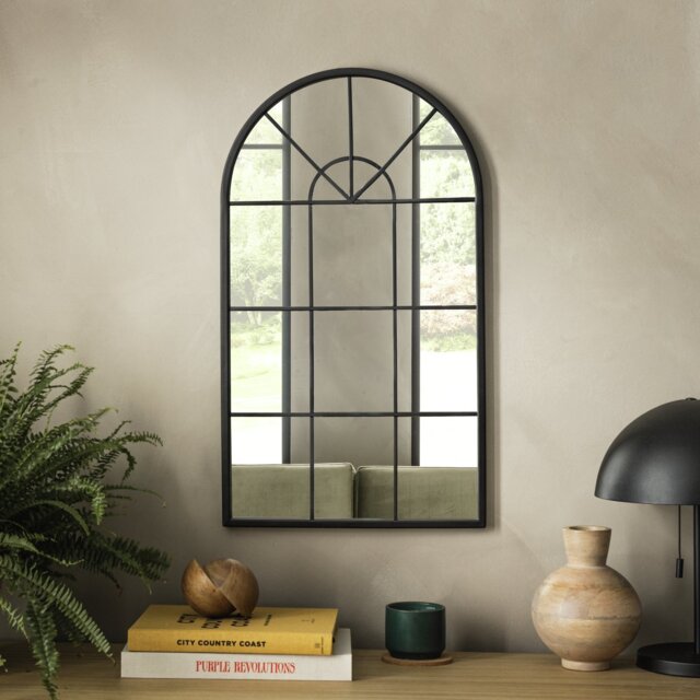 Habitat Black Window Arch Wall Mirror - 70x40cm - image 1