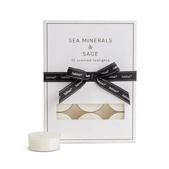 Habitat Pack of 12 Tealight Candles - Sea Minerals & Sage - image 1