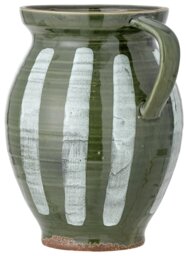Bloomingville Stoneware Striped Vase - Green & White - thumbnail 2