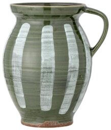 Bloomingville Stoneware Striped Vase - Green & White - thumbnail 1