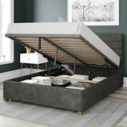 Aspire Kelly Linen Double Ottoman Bedframe - Granite - thumbnail 2
