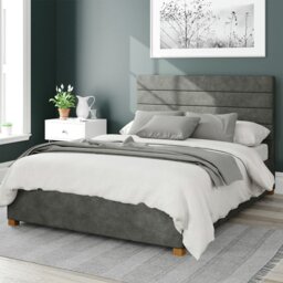 Aspire Kelly Linen Double Ottoman Bedframe - Granite - thumbnail 1