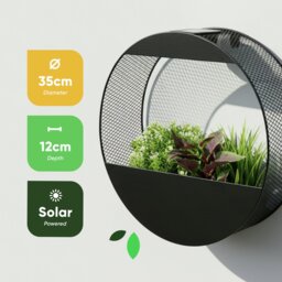 Streetwize Garden 35cm Metal Black Solar Wall Planter - thumbnail 2