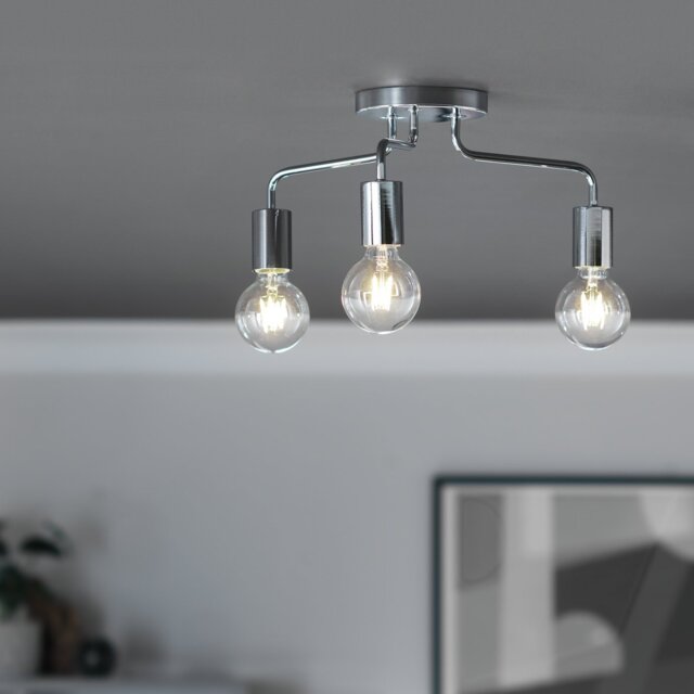 Argos Home Rayner 3 Light Flush Ceiling Light - Chrome - image 1