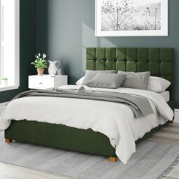 Aspire Sinatra Velvet Double Ottoman Bedframe - Forest Green - thumbnail 1