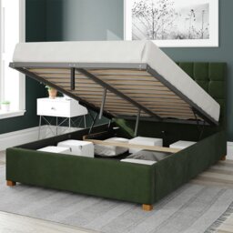 Aspire Sinatra Velvet Double Ottoman Bedframe - Forest Green - thumbnail 2