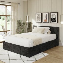 GFW End Lift Kingsize Velvet End Lift Ottoman Bed - Black - thumbnail 1