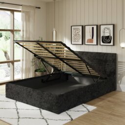 GFW End Lift Kingsize Velvet End Lift Ottoman Bed - Black - thumbnail 2