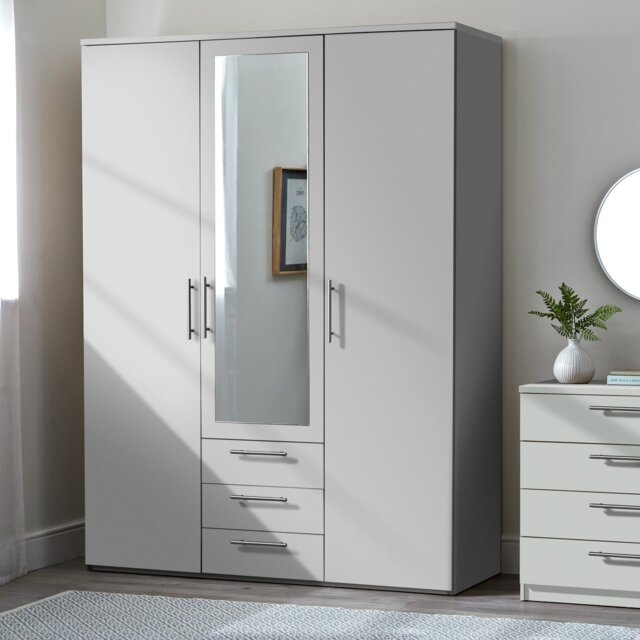 Argos Home Brisbane 3 Door 3 Drawer Wardrobe - Grey - image 1