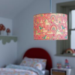 Habitat Unicorn Print Pink Easy Fit Lampshade - 25cm - thumbnail 2