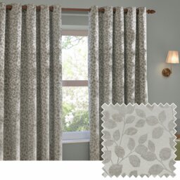 Wylder Grace Leaf Floral Eyelet Curtains - Grey - 117x137cm