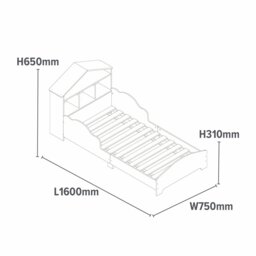 Liberty House Toys Kids Toddler Bed with Bookcase - White - thumbnail 2