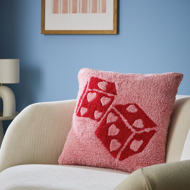 Argos Home Dice Tufted Cushion Pink - 43x43cm - image 1