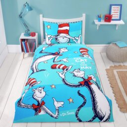 Dr Seuss Cat in Hat Kids Light Blue Bedding Set - Single - thumbnail 1