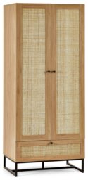 Julian Bowen Padstow 2 Door 1 Drawer Wardrobe - Oak - thumbnail 2