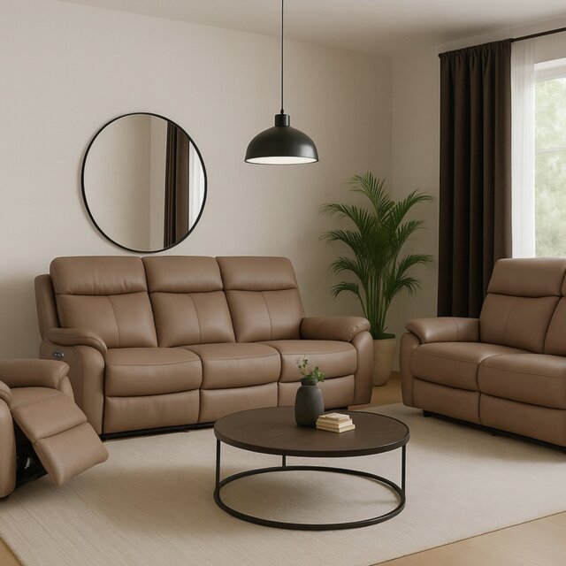 Aspire Kingsmere 3, 2 & 1 Seater Power Recliner Sofa - Brown