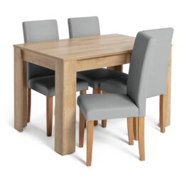 Argos Home Miami Ext Oak Dining Table &4 Grey Chairs