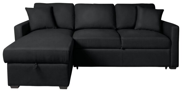Habitat Reagan Left Hand Faux Leather Storage Sofa Bed - Black - image 1